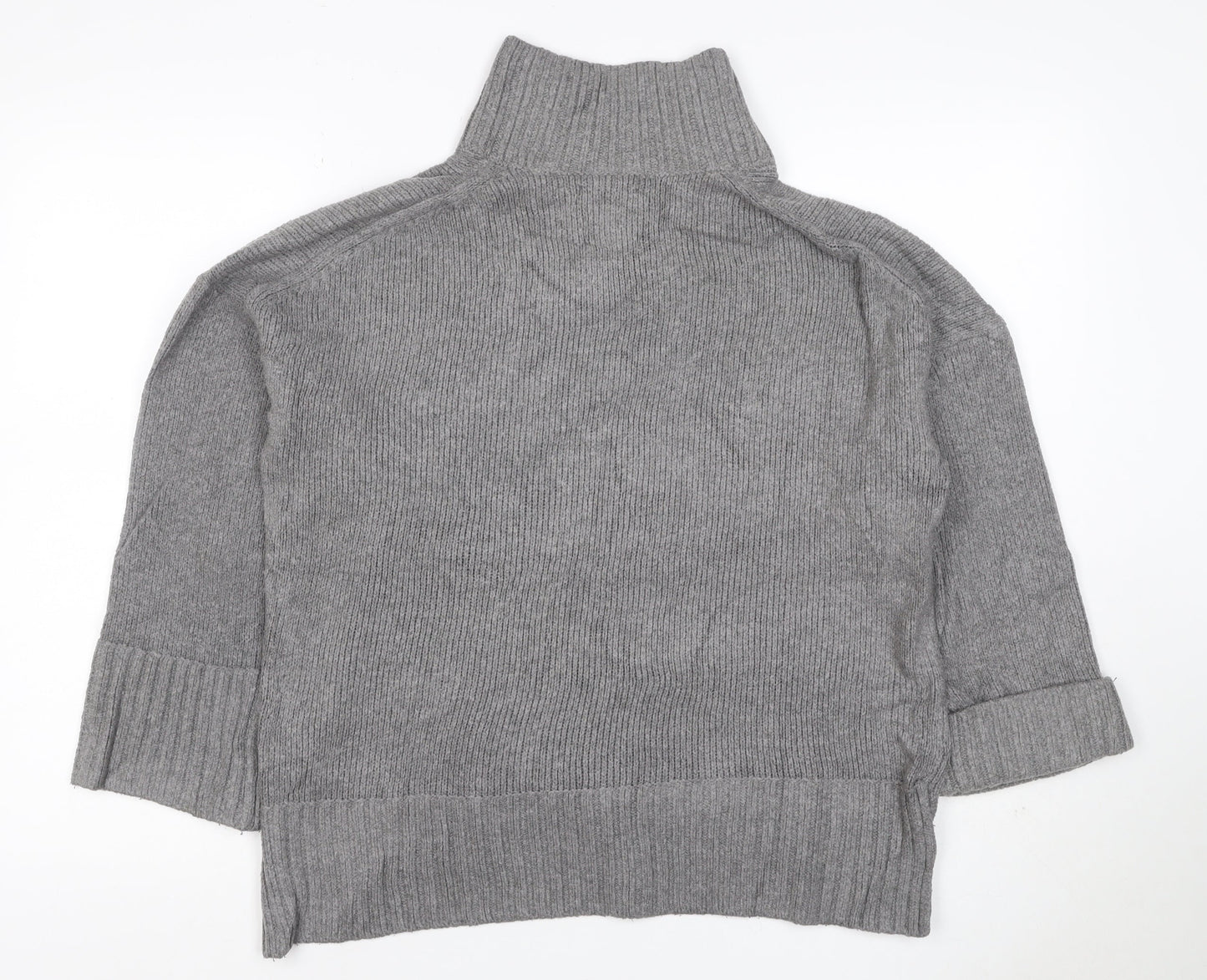 Abercrombie & Fitch Women Grey M Roll Neck Knit Pullover Jumper