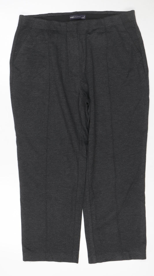 Marks and Spencer Women Grey Size 16 Stretch Straight Trousers