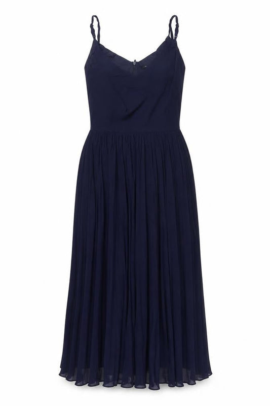 Roman Women Blue UK 12 Pleated Chiffon Maxi Occasion Dress