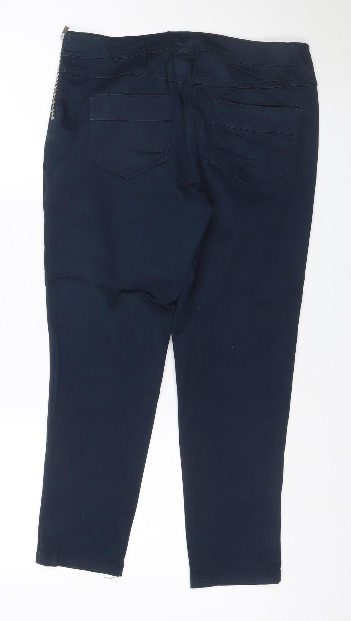 Wallis Women’s Blue UK 10 Cropped Stretch Trousers Pockets