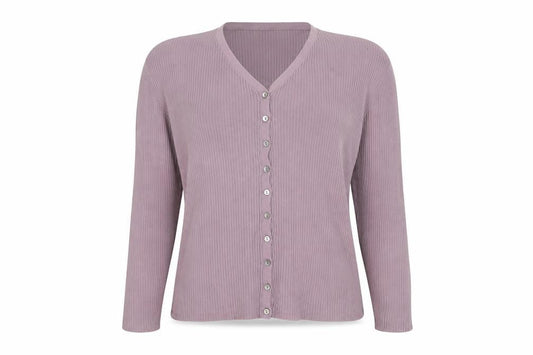 Charter Club Women Pink M Rib Knit V-Neck Button Cardigan