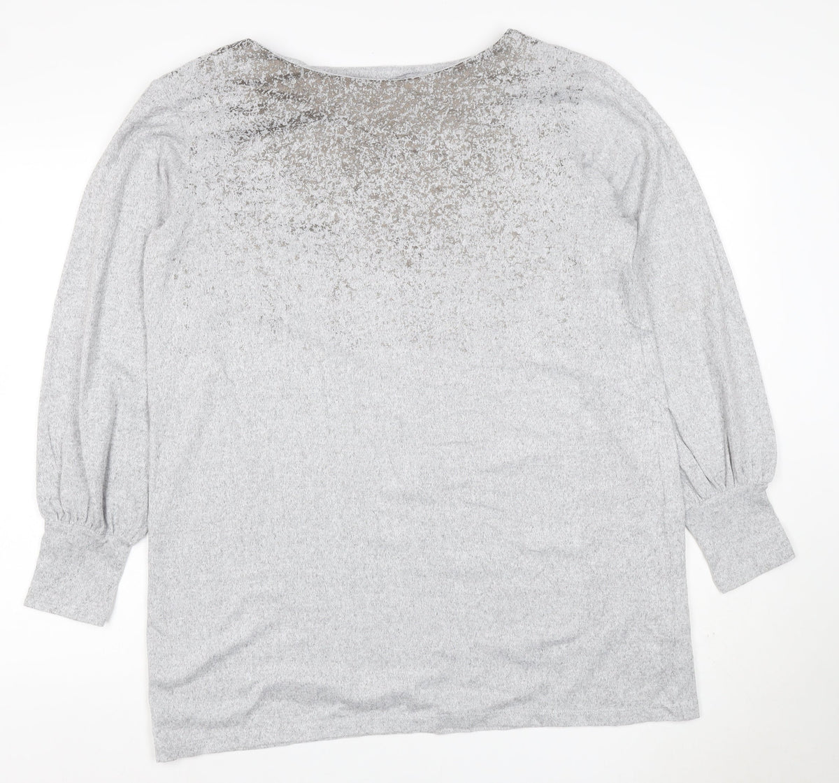Marks & Spencer Women Grey UK 16 Sheer Balloon Sleeve Round Neck Pullover Jumper
