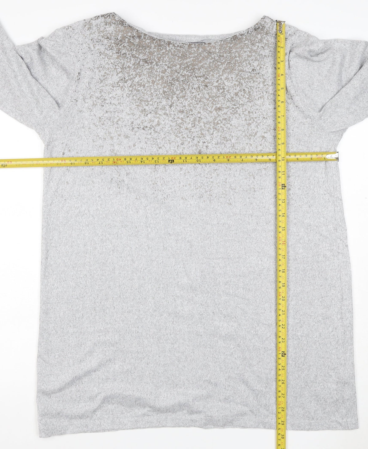 Marks & Spencer Women Grey UK 16 Sheer Balloon Sleeve Round Neck Pullover Jumper