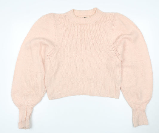 ASOS DESIGN Women’s Pink UK 6 Chunky Knit Balloon Sleeve Pullover Jumper