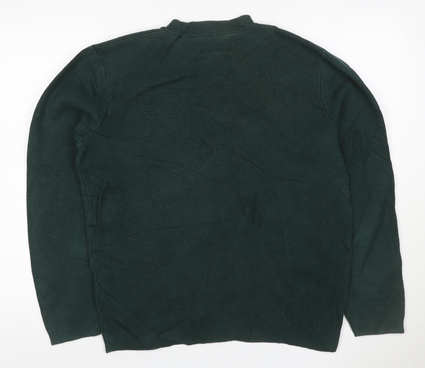 Jasper Conran Men's Green M Cotton Crew Neck Pullover Jumper