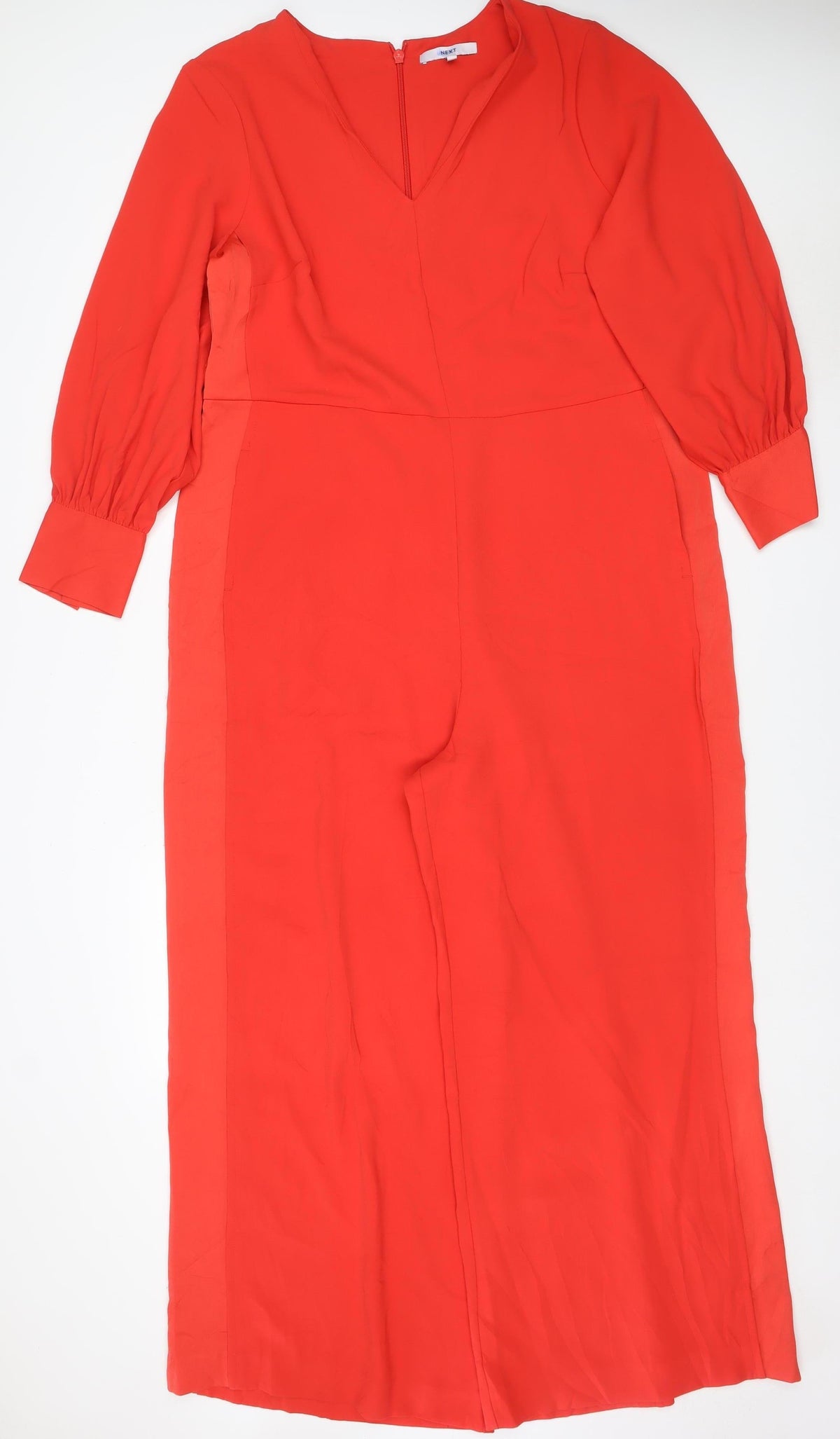 Next Women Red UK 18 Long Sleeve V-Neck Wide-Leg Jumpsuit