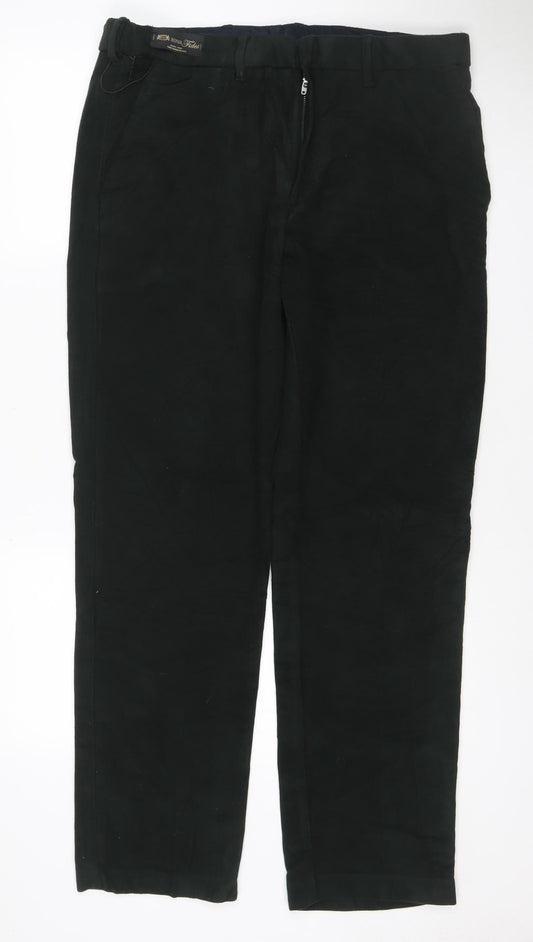 Marks and Spencer Women’s Black Cotton Straight Trousers 36/31 Regular