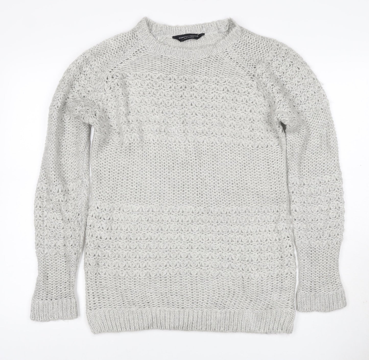 Dorothy Perkins Women Grey UK 12 Chunky Knit Crew Neck Pullover Jumper