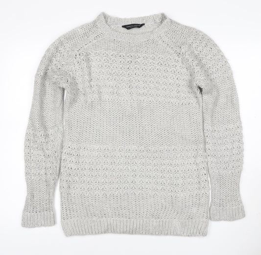 Dorothy Perkins Women Grey UK 12 Chunky Knit Crew Neck Pullover Jumper