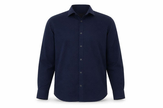 Marks & Spencer Men’s Blue M Regular Geometric Easy Care Shirt