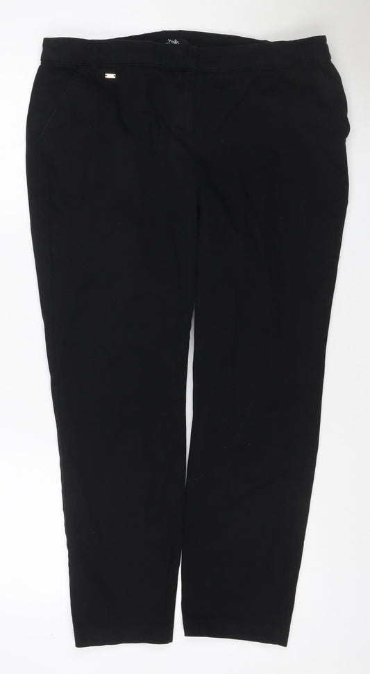 Wallis Women’s Black UK 16 Straight Leg Tailored Trousers Pockets