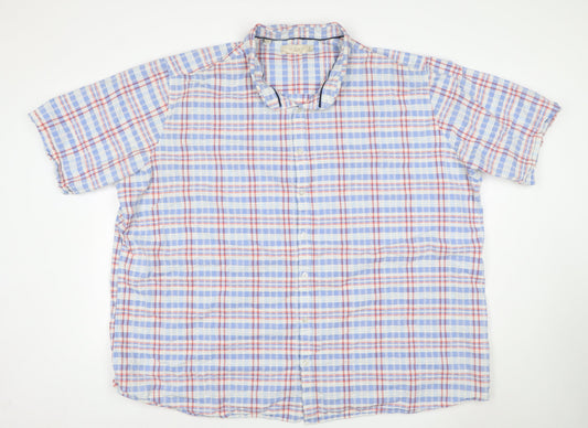 W&B Men’s Multicoloured Plaid Cotton Short Sleeve Button-Up Shirt Size 14