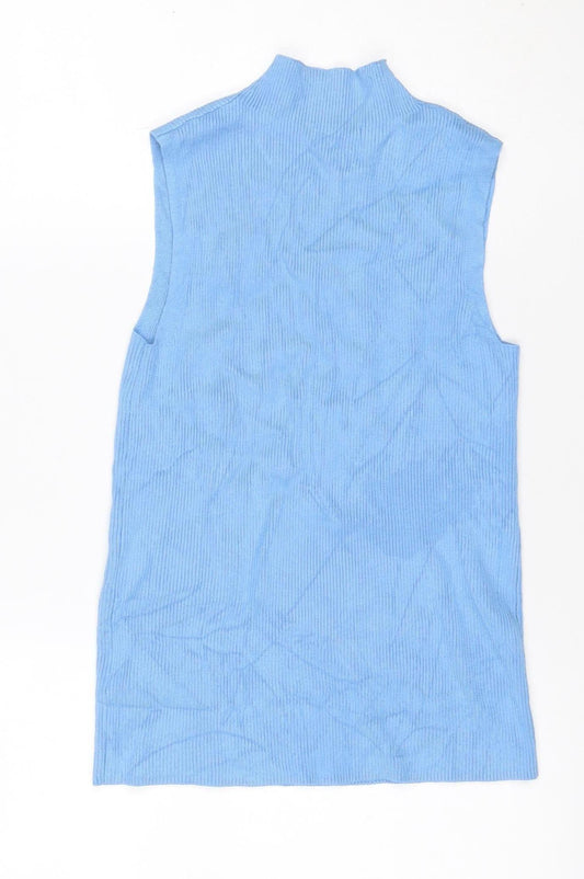 Marks and Spencer Women Blue Size 12 Ribbed Knit Tank Top