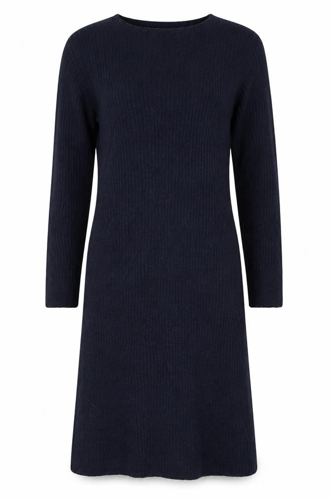 Tu Women Blue Size 16 V-Neck Long Sleeve Ribbed Knit Midi Jumper Dress