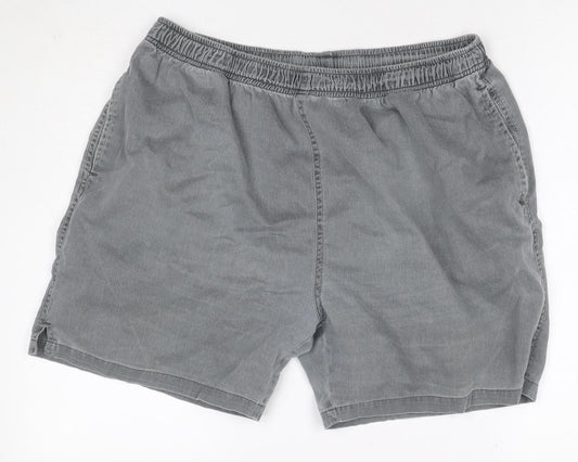 Toby Leeg Men's Grey XL Cotton Elastic Waist Casual Shorts