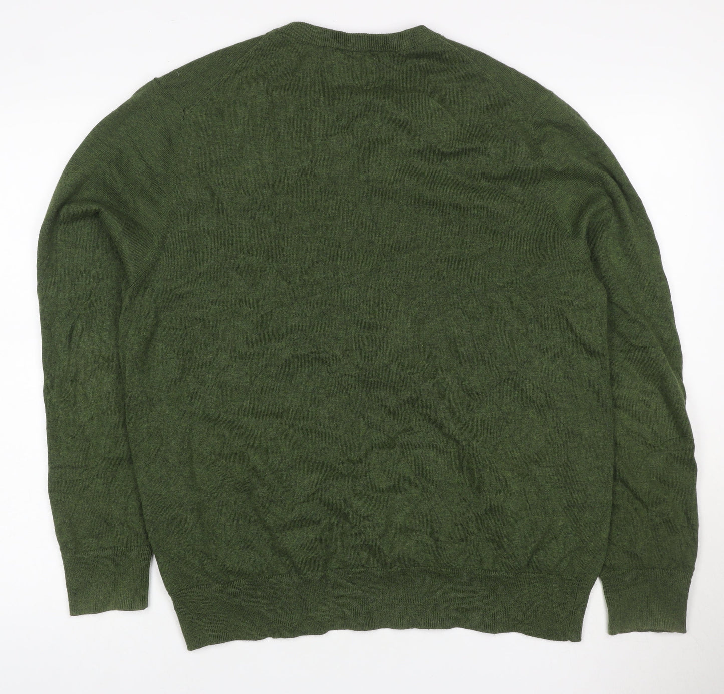 Howick Men’s Green L V-Neck Organic Cotton Knit Pullover Jumper
