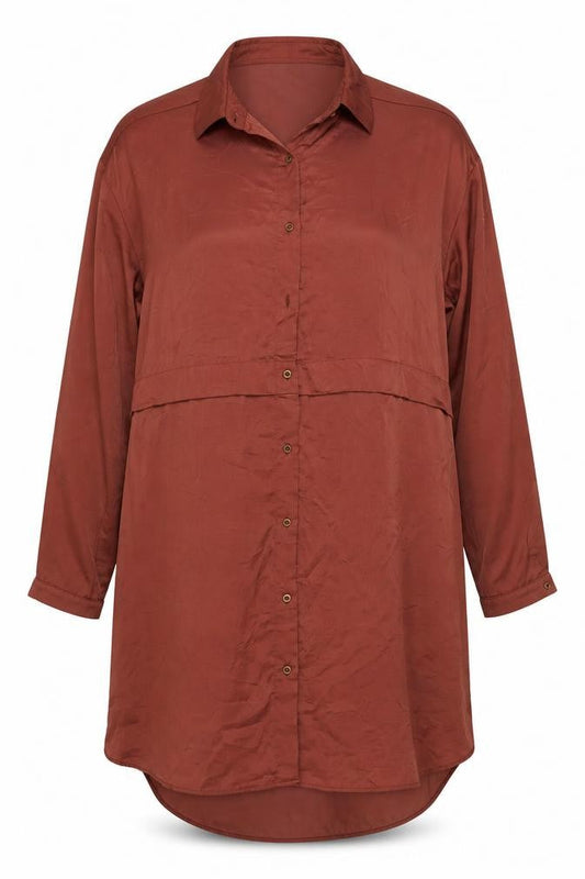 Next Women Brown UK 18 Long Sleeve Collared Shirt Dress
