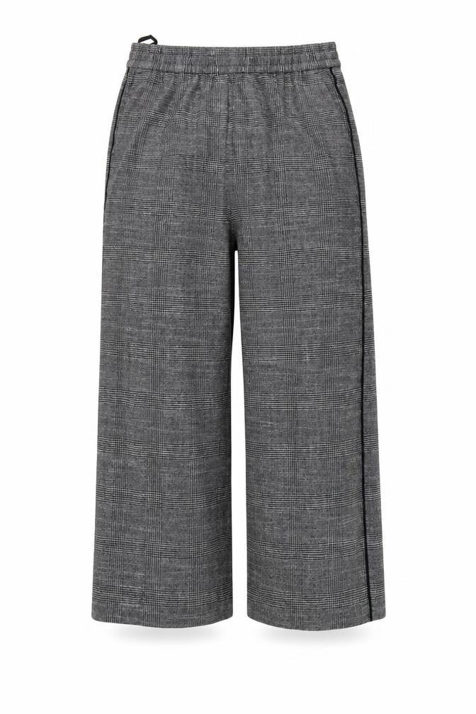 Marks & Spencer Women’s Grey Check Wide-Leg Pull-On Trousers UK 10 Short