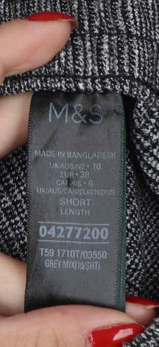 M&S Women’s Grey Check Wide-Leg Pull-On Trousers UK 10 Short
