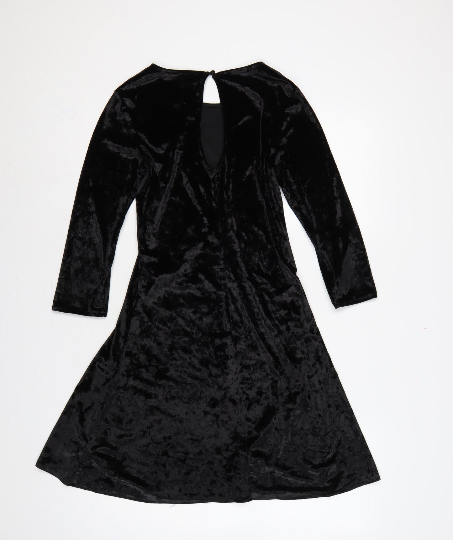 Next Women Black Velvet Fit & Flare Knee Length Dress UK 6