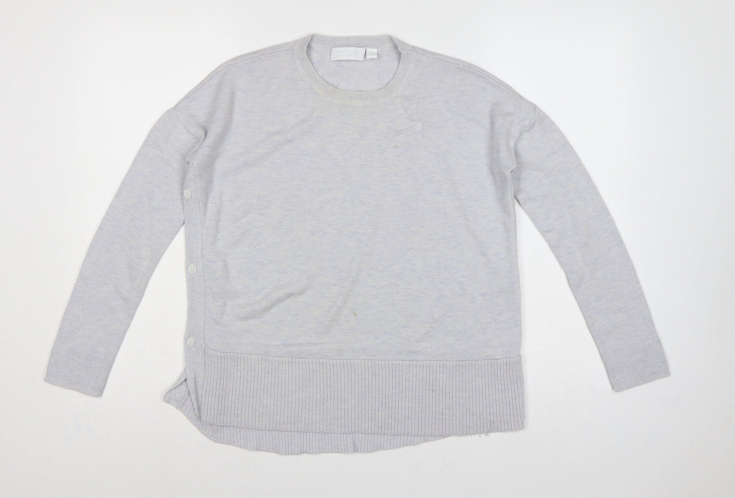 White Label Women’s Grey UK 6 Crew Neck Side Button Knit Jumper