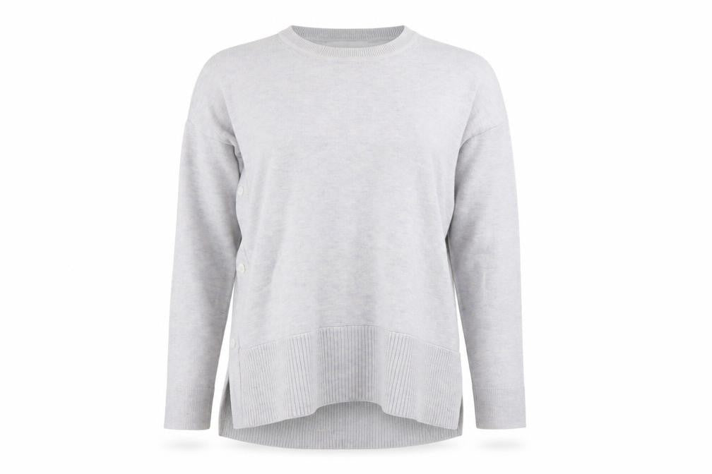 The White Company Women’s Grey UK 6 Crew Neck Side Button Knit Jumper