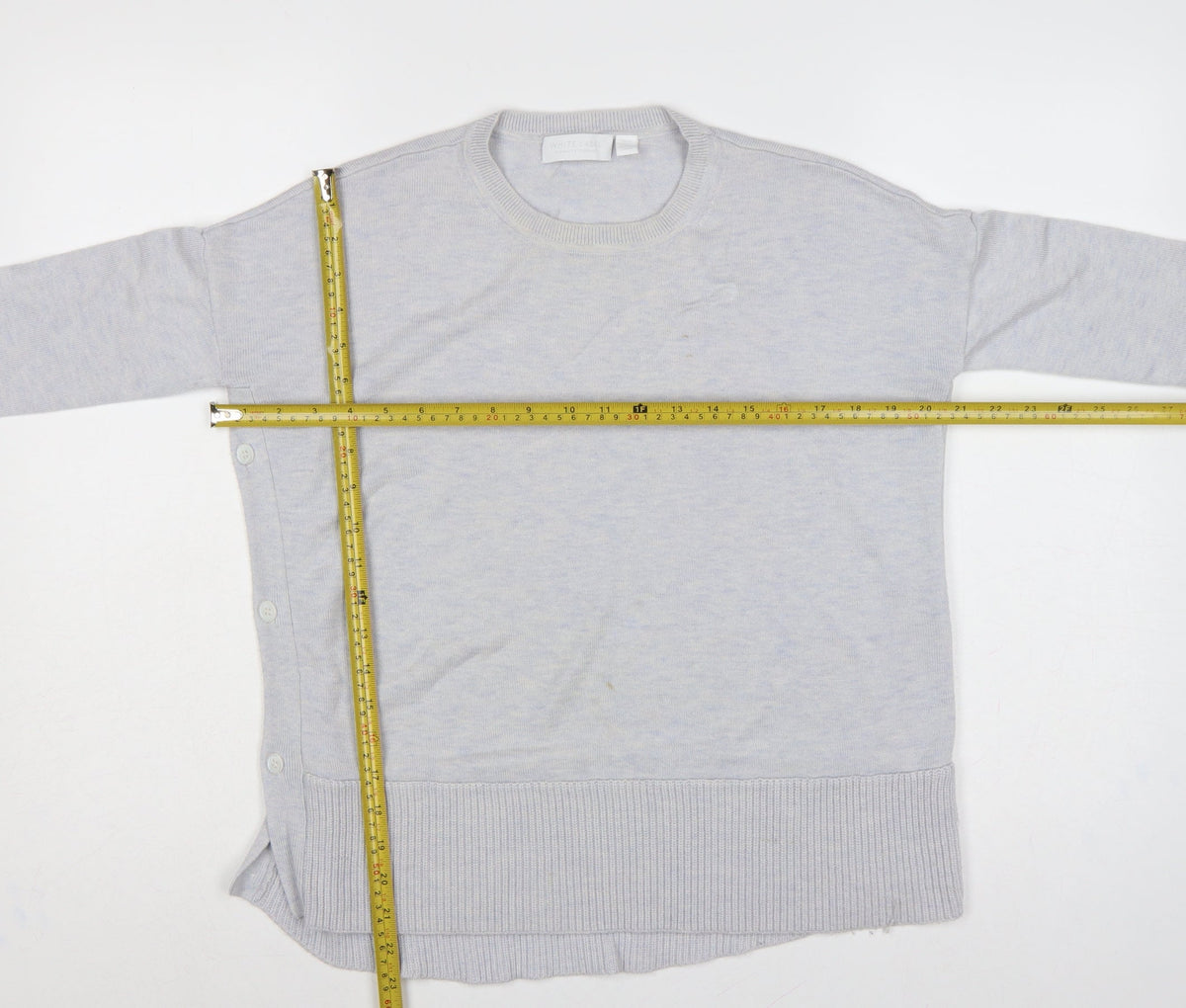The White Company Women’s Grey UK 6 Crew Neck Side Button Knit Jumper