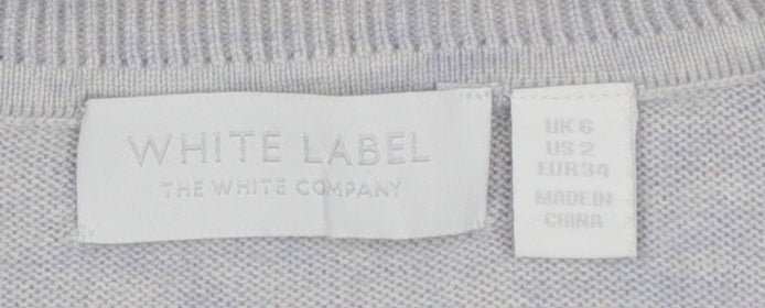 The White Company Women’s Grey UK 6 Crew Neck Side Button Knit Jumper