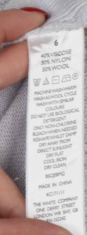 The White Company Women’s Grey UK 6 Crew Neck Side Button Knit Jumper