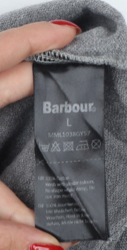 Barbour International Men’s Grey L 1/4 Zip Logo Sweatshirt