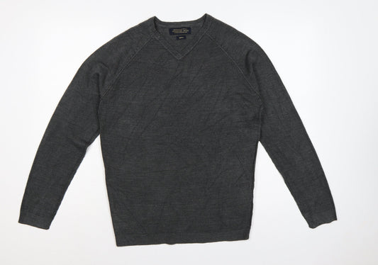 Twisted Soul Men’s Grey Small V-Neck Knit Pullover Jumper