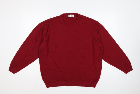 Marks and Spencer Men Red L Lambswool Crew Neck Pullover Jumper Vintage