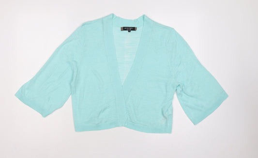 Principles Women Blue Size 14 Open Knit 3/4 Sleeve Cardigan