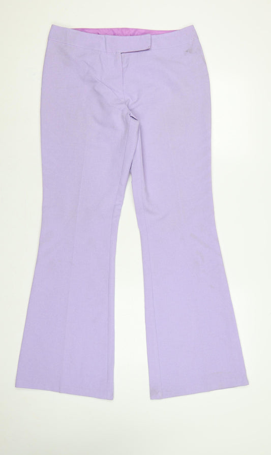 Topshop Women Purple UK 14 Flared Lined Dress Trousers