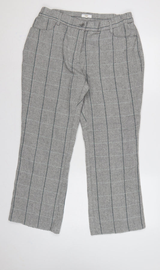 Cotton Traders Women’s Grey UK 14 Herringbone Stripe Straight Trousers