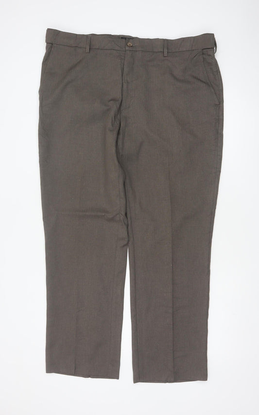 Farah Classic Men's Brown Size 42 L31 Straight Dress Trousers