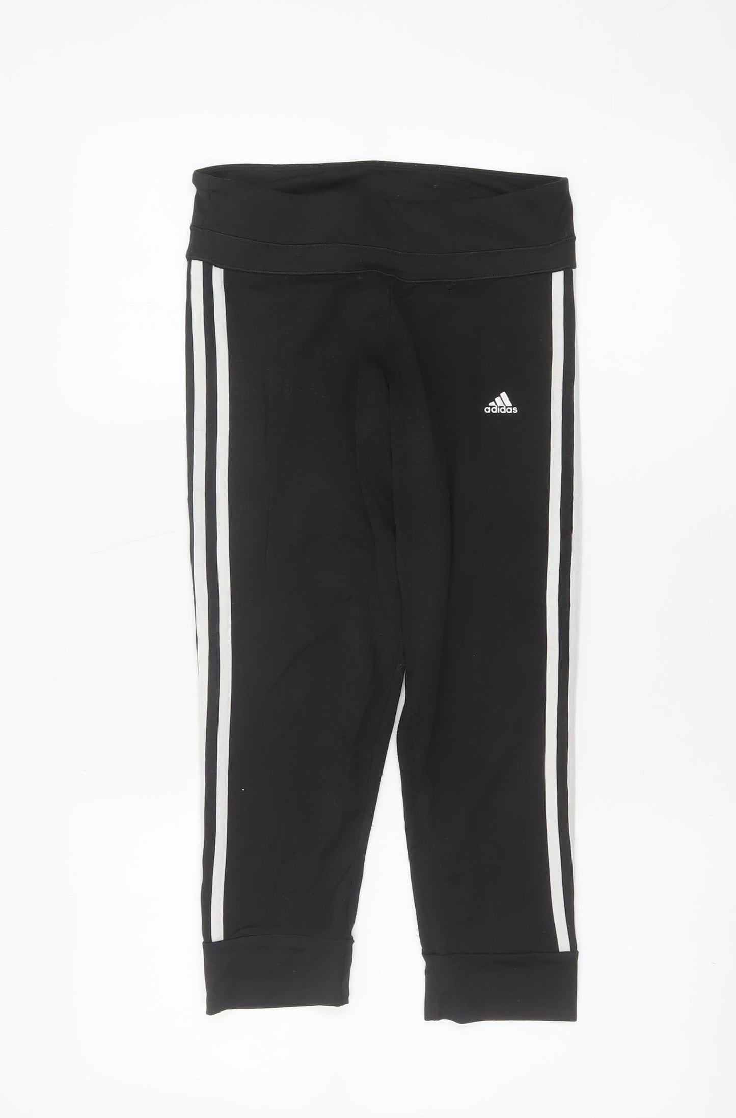 Adidas Women Black XS Climalite 3 Stripe Skinny Leggings Gym