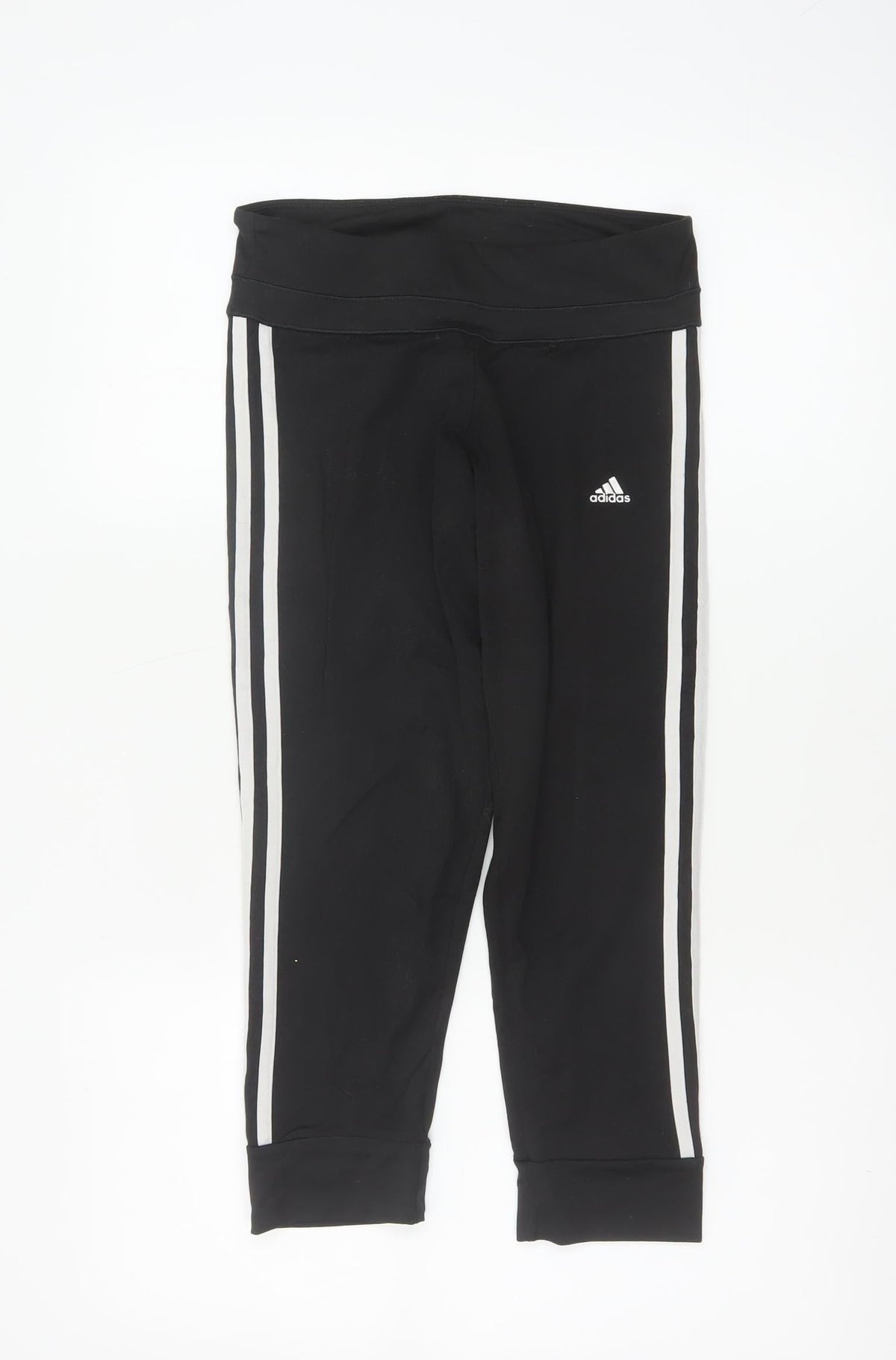 Additional front view of Adidas Women Black XS Climalite 3 Stripe Skinny Leggings Gym