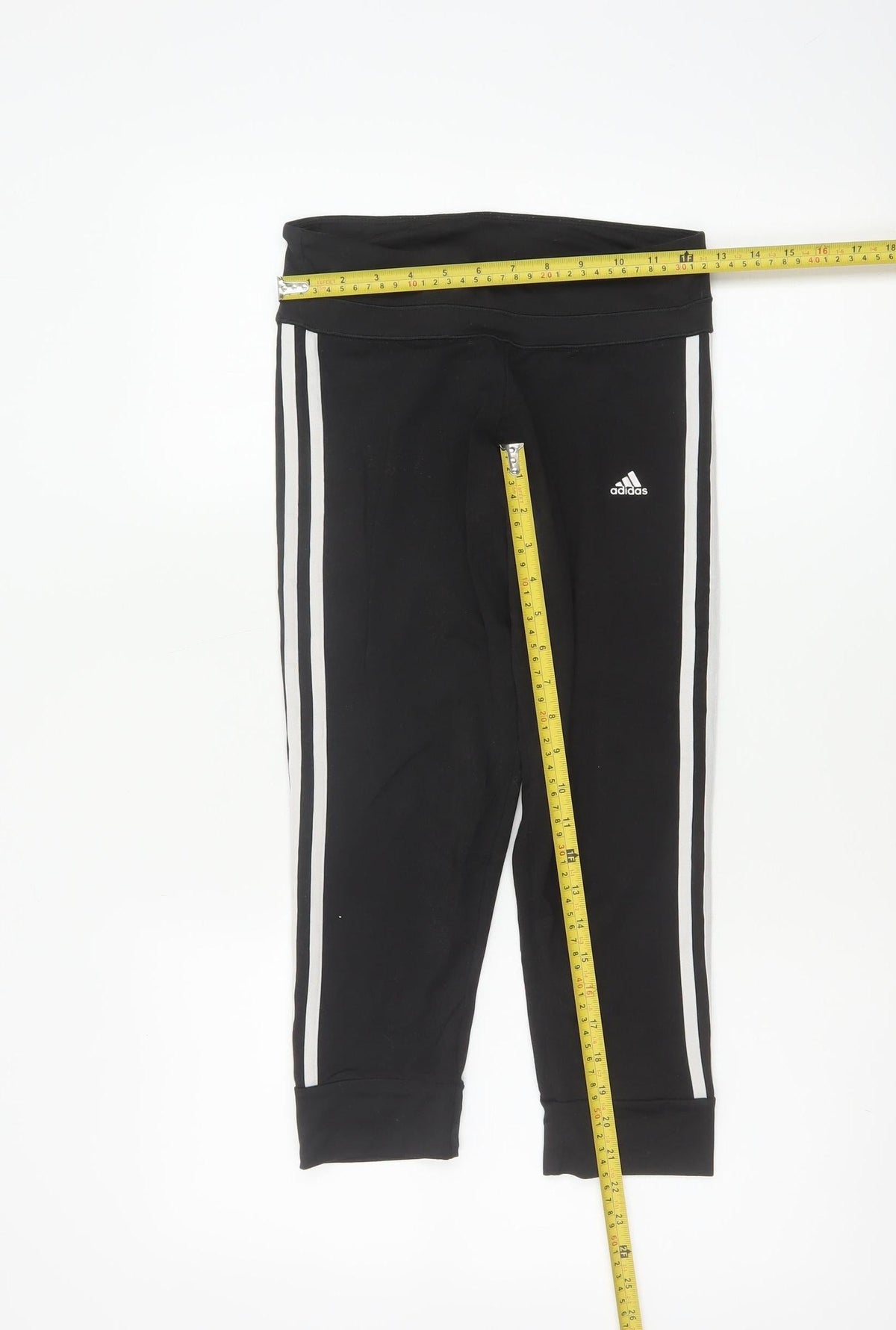 Back view of Adidas Women Black XS Climalite 3 Stripe Skinny Leggings Gym