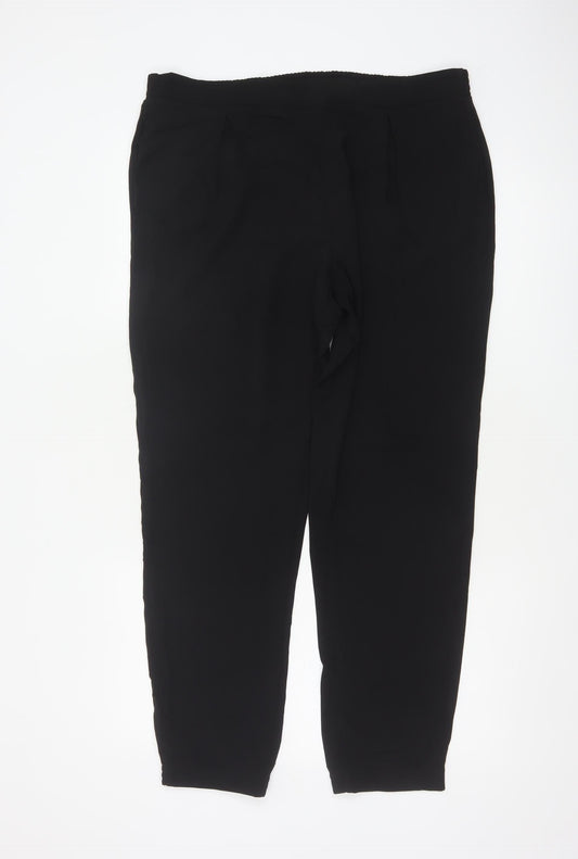 Dorothy Perkins Women Black UK 14 Tapered Elastic Waist Jogger Trousers