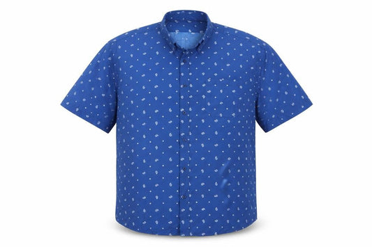 Cotton Traders Men’s Blue 2XL Paisley Print Short Sleeve Button-Up Shirt