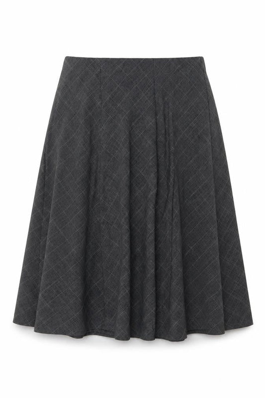 Honor Millburn Women's Grey Check Flare Midi Skirt UK 14 Lined