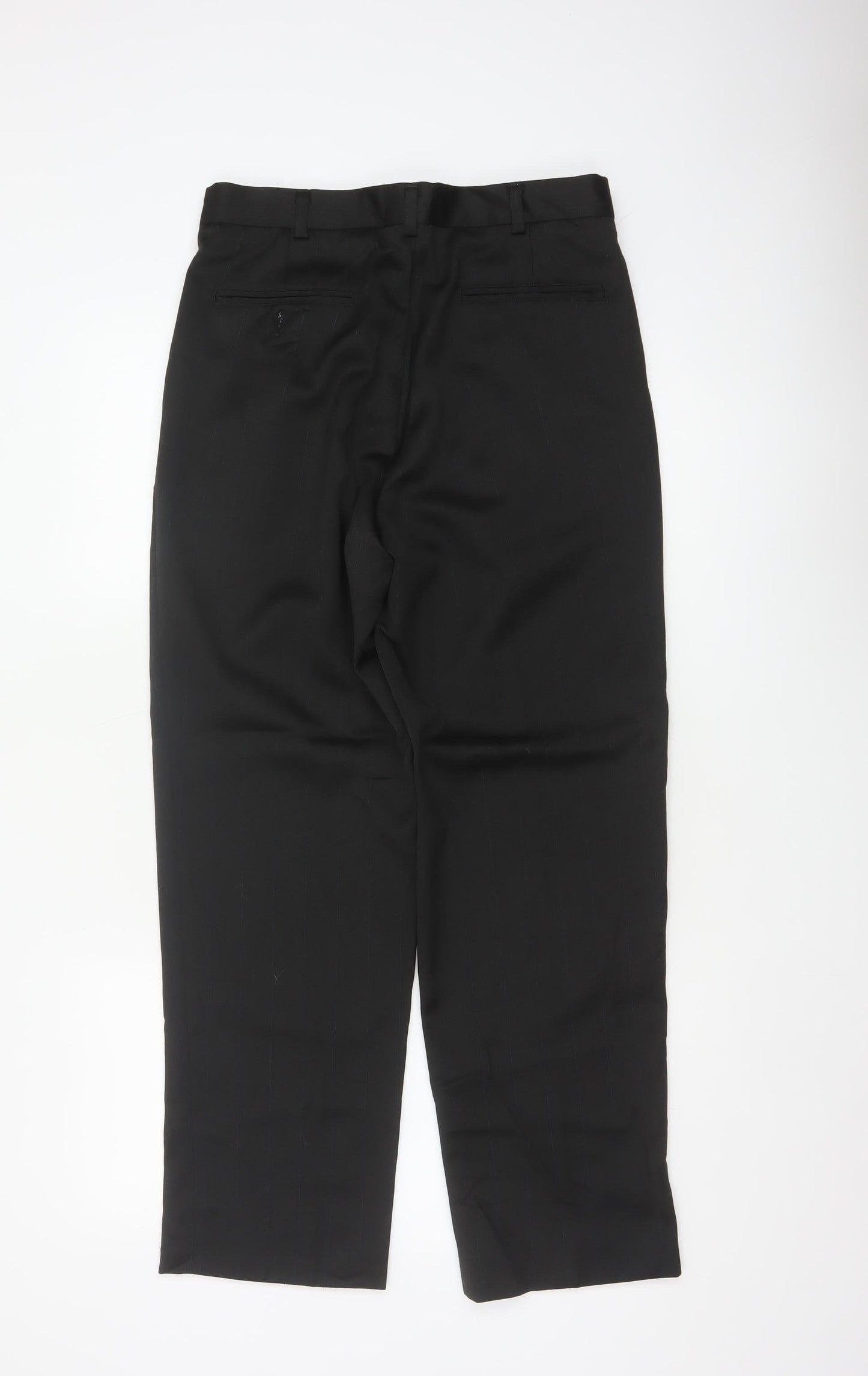 Korres Men Black W31 L39 Wool Blend Pleated Pinstripe Dress Trousers