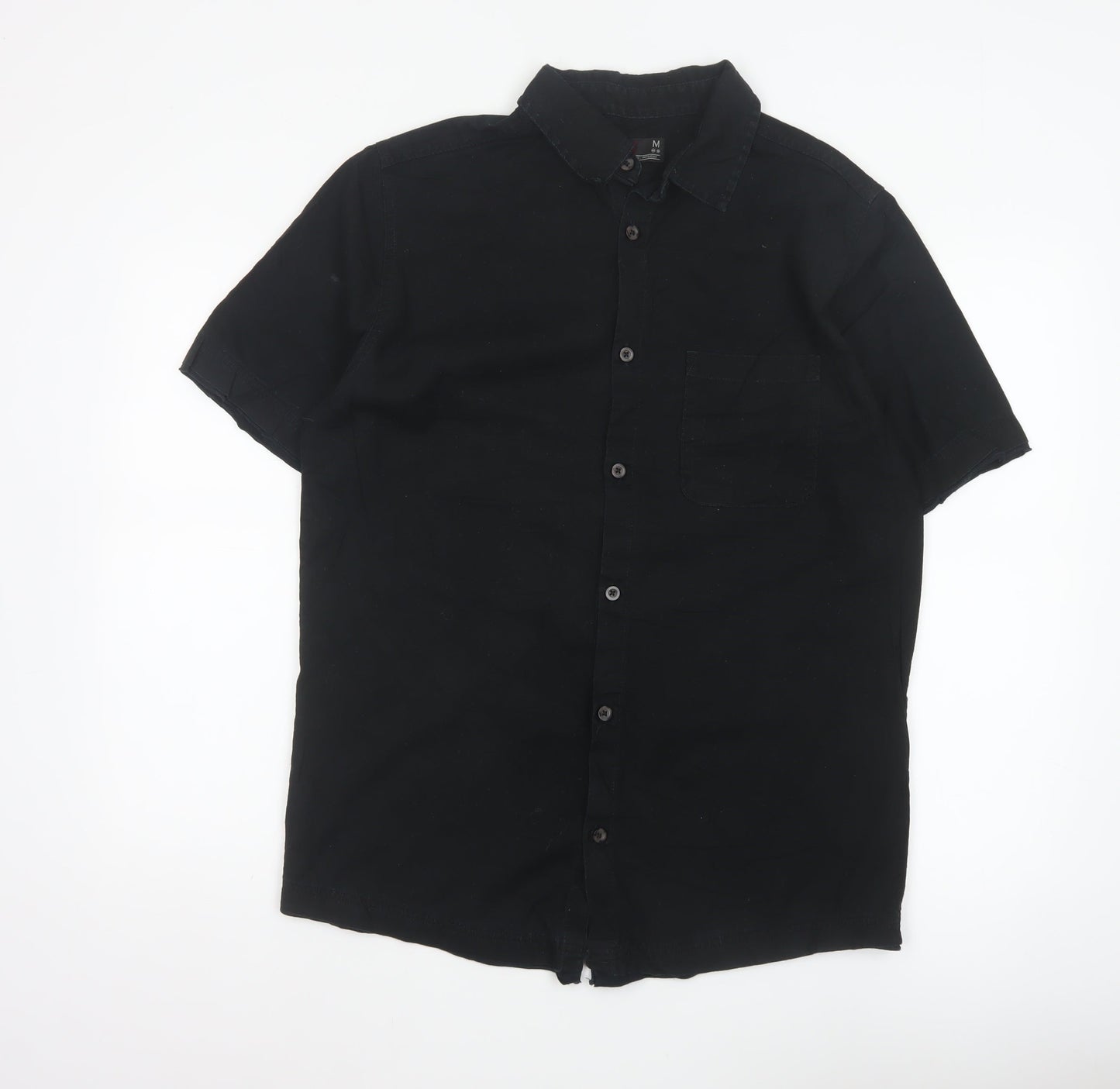Next SP Men's Black M Short Sleeve Cotton Button-Up Pocket Shirt