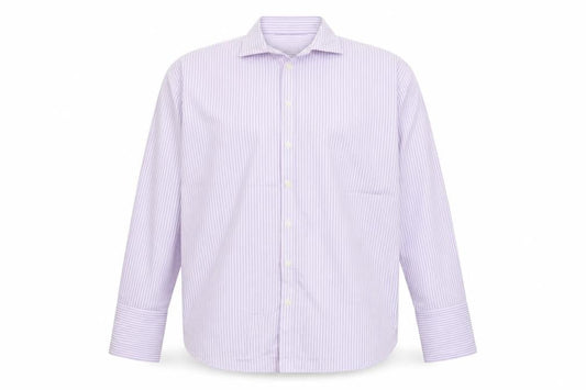Marks & Spencer Men Purple 17in 43cm Cotton Striped Formal Shirt