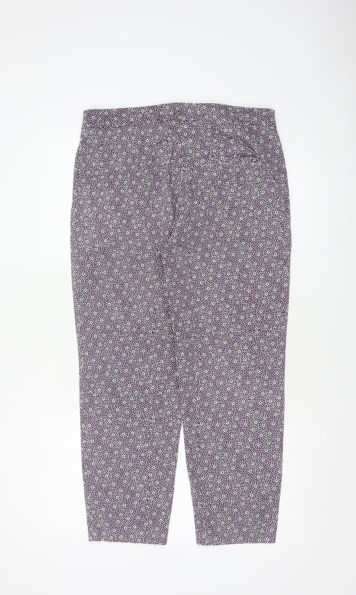 Marks & Spencer Women Purple Geometric Print Tapered Trousers UK 12