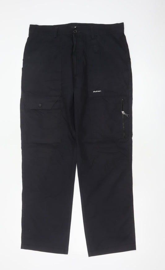 Rohan Men’s Black 32R Cargo Trousers Straight Leg Multi Pocket