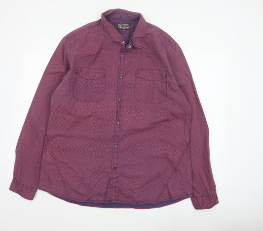 Burton Men’s Red XL Geometric Print Cotton Long Sleeve Button-Up Shirt