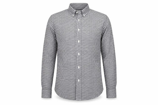 Reiss Men’s Black White Check Slim Fit Cotton Button-Down Shirt S