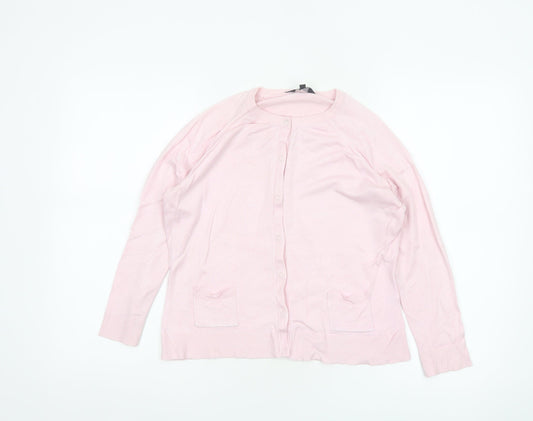 Jasper Conran Jeans Women Pink M Button Front Knit Cardigan Pockets